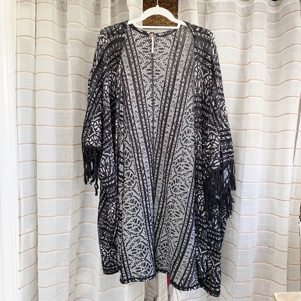 Free People Fringe Open Front Kimono
